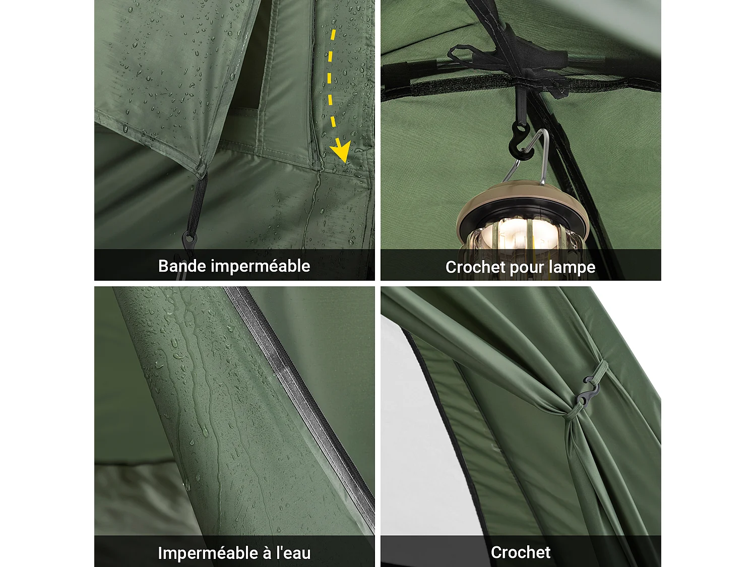 Sobuy ogs32-l-gr 4-in-1! 2-zits opklapbed opvouwbaar kampeerbed reiscamping met dak, slaapzak