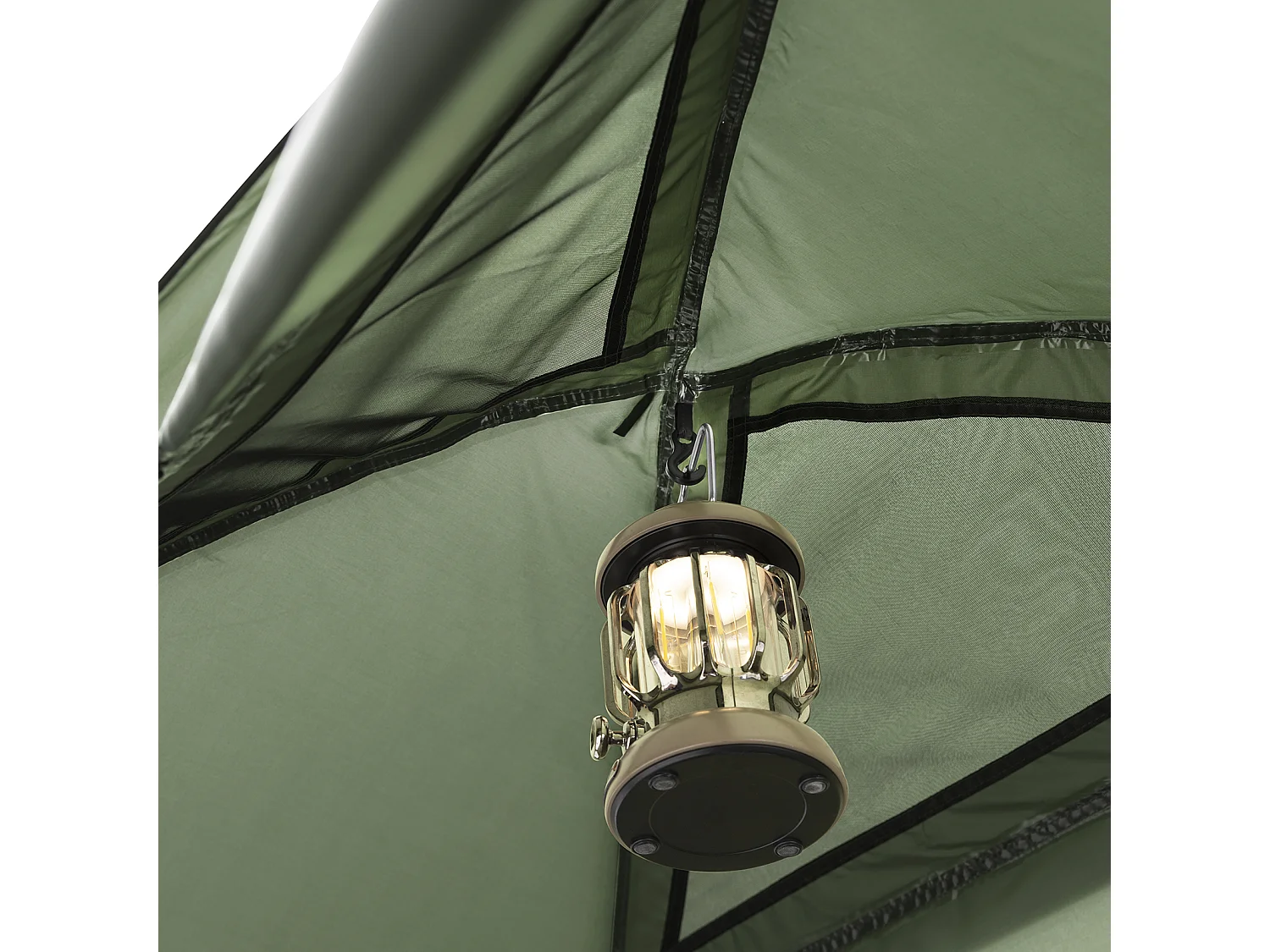 SoBuy Tente de Camping 4 en 1 Pliable Lit Surélevé, Toit, Sac de Couchage, Matelas Gonflable -1 Personne - Idéal pour Randonnée, Festival et Plein Air, OGS32-GR