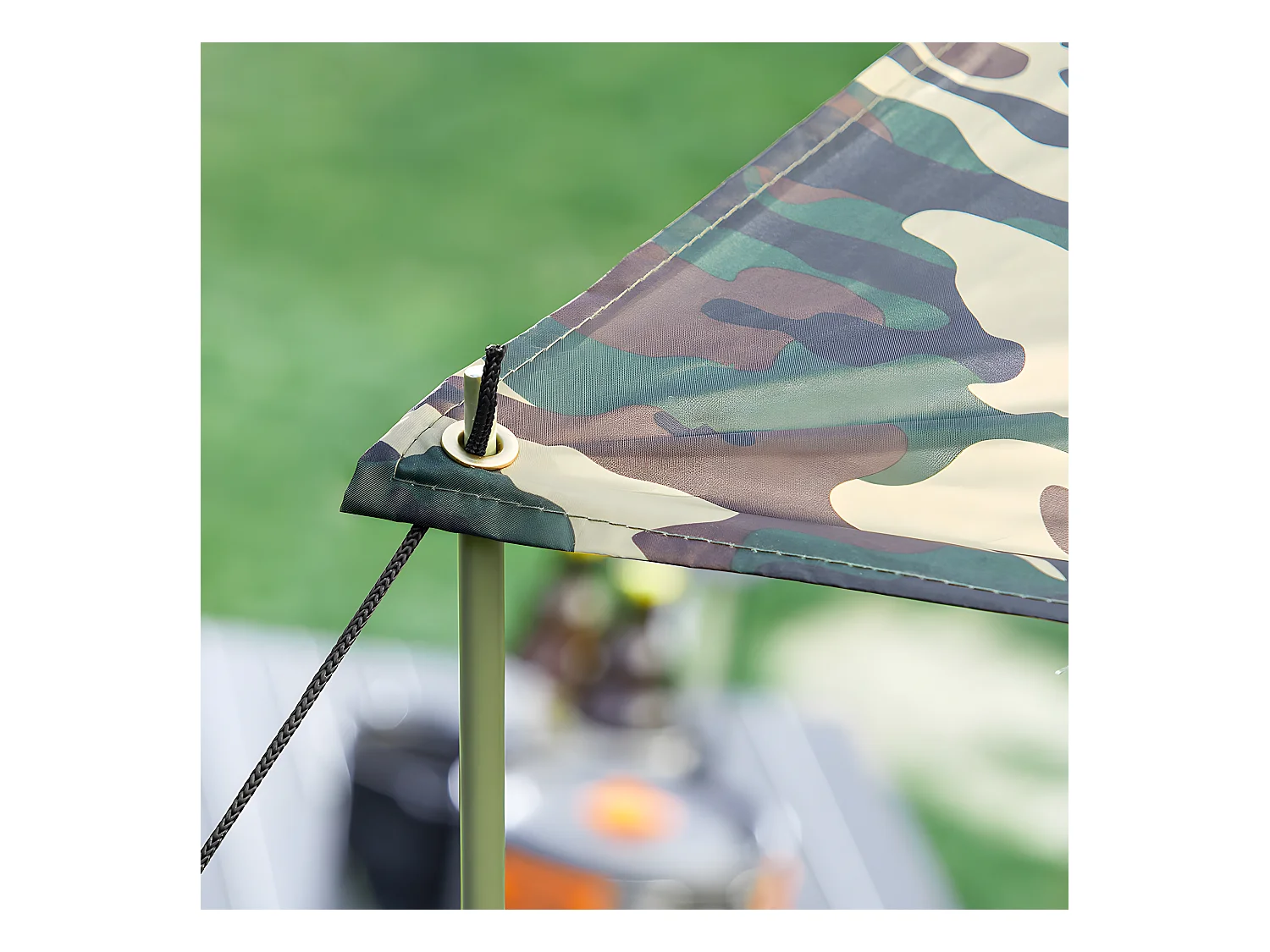 SoBuy Verhoogde tent met campingbed voor 2 personen 4-in-1 opvouwbare campingtent met aluminium bed, slaapzak, opblaasbaar matras, draagtas Max. belasting 180 kg Camouflage OGS61-L-TN