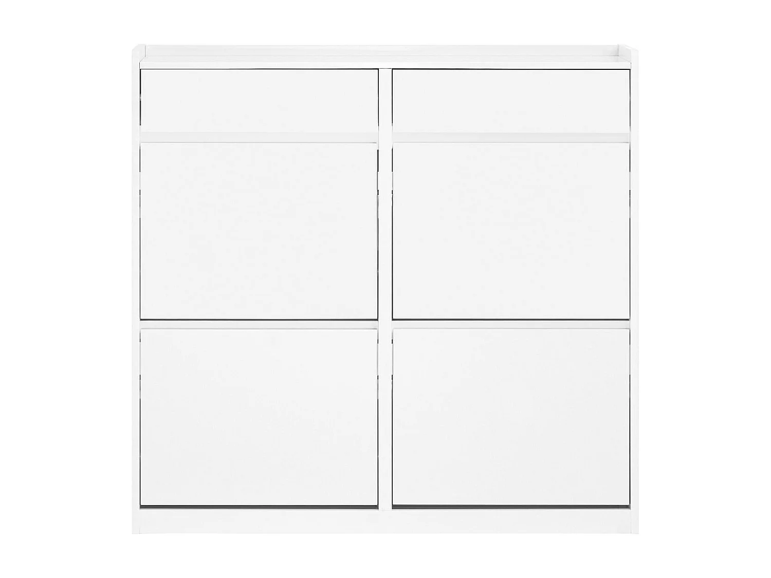 SoBuy Meuble à Chaussures Meuble d'entrée Meuble de Rangement à Chaussures pour Petite Entrée Couloir, Blanc, 2 Tiroirs et 4 Portes, 98x19x95cm, FSR169-W