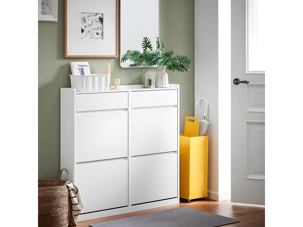 SoBuy Scarpiera salvaspazio Slim Portascarpe  regolabili con cassetti Bianco 98x19x95cm FSR169-W