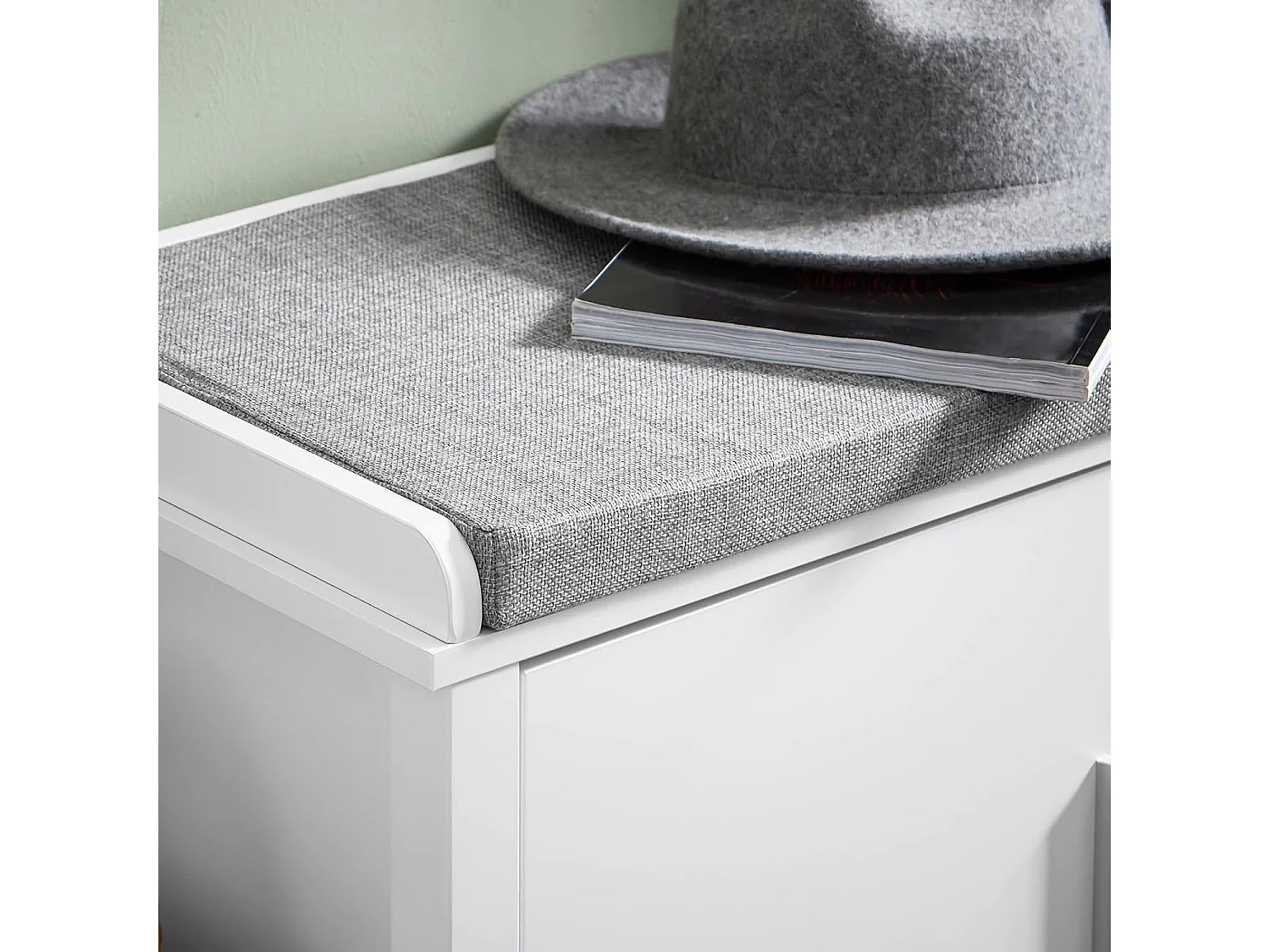 SoBuy FSR168-W Banc à Chaussures Banc de Rangement Meuble d'Entrée Meuble à Chaussures, 2 Portes Coussin Rembourré