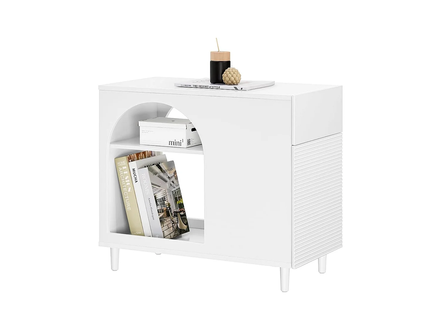 SoBuy Schoenenkast Hal Schoenenopberger voor kleine hal, Wit, 2 lades en 4 deuren, 98x19x95cm, FSR169-W