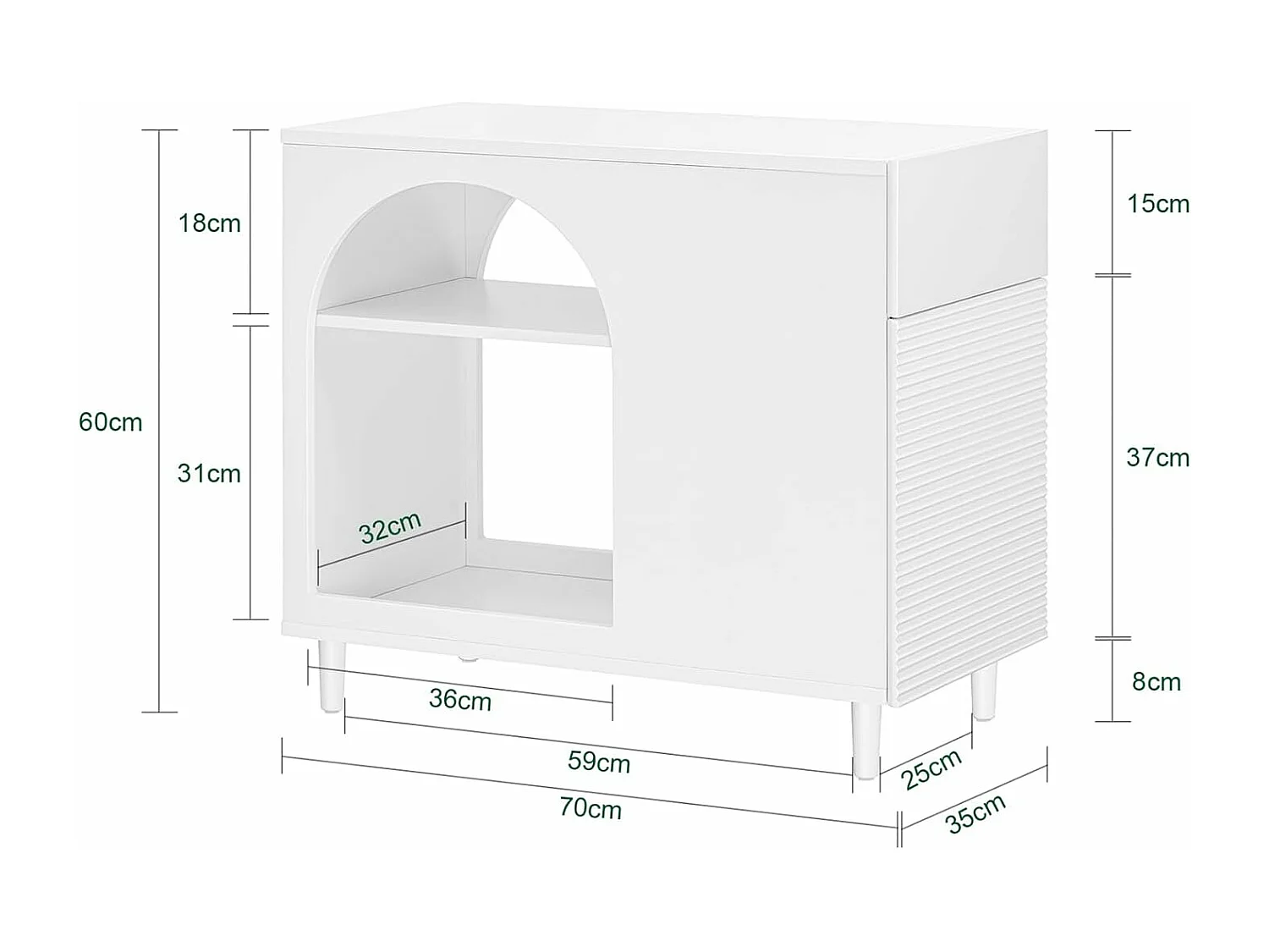 SoBuy Table d’Appoint, Bout de Canapé de Salon, Table à Café, Caisson de Bureau avec 1 Tiroir 1 Porte et Compartiments Blanc, 70 x 35 x 60 cm, FBT135-W