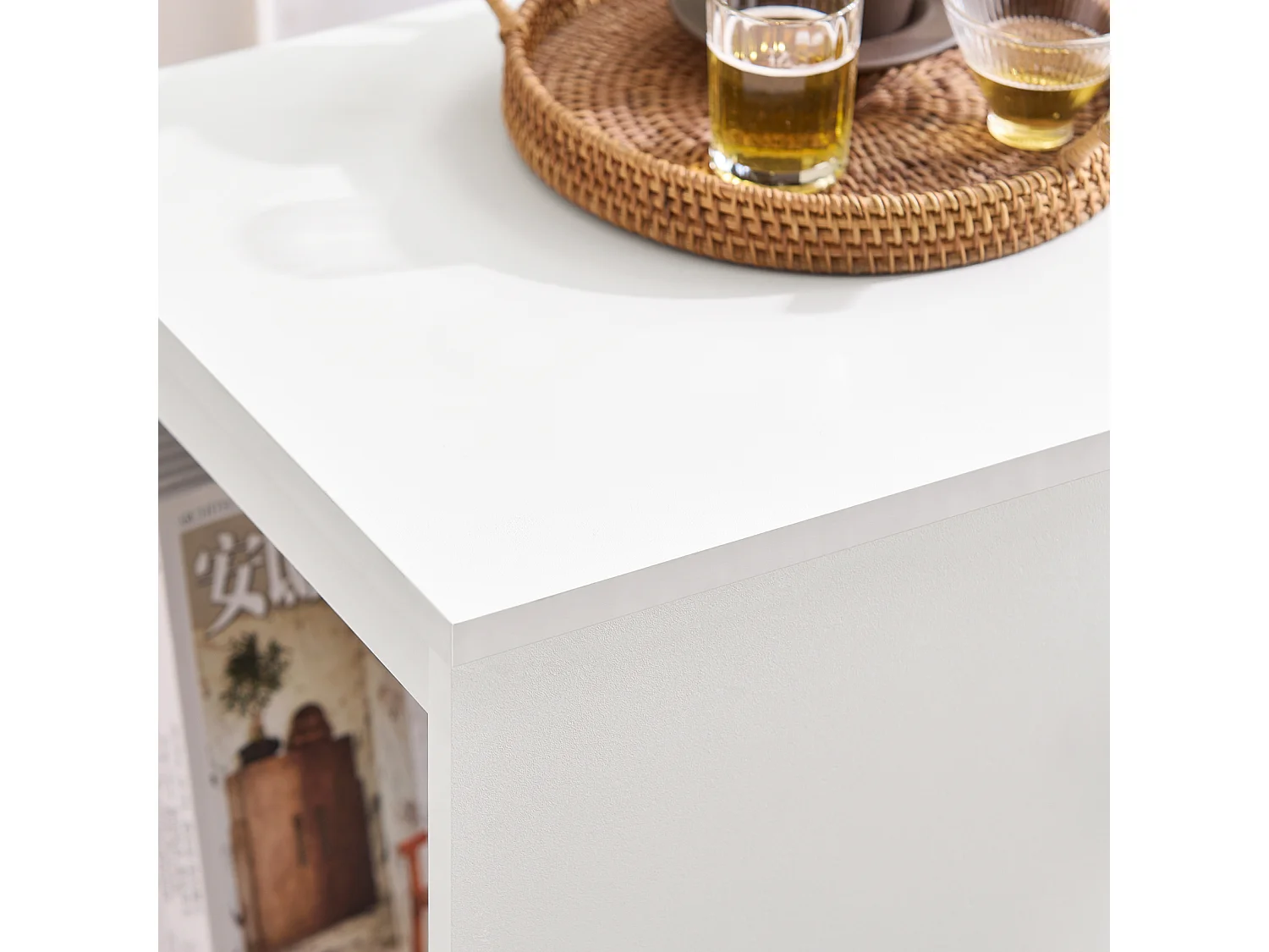 SoBuy Table d’Appoint, Bout de Canapé de Salon, Table à Café, Caisson de Bureau avec 1 Tiroir 1 Porte et Compartiments Blanc, 70 x 35 x 60 cm, FBT135-W