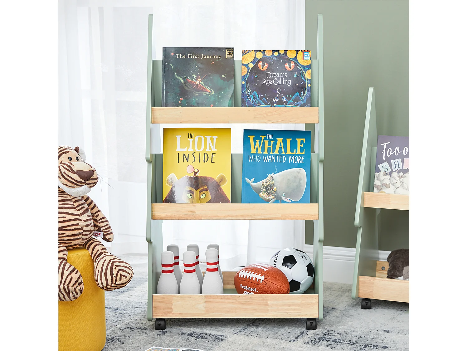 Librería Infantil para niños de 3 Estantes Estantería Infantil de Almacenamiento Organizador de Juguetes KMB99-H-GR SoBuy ES