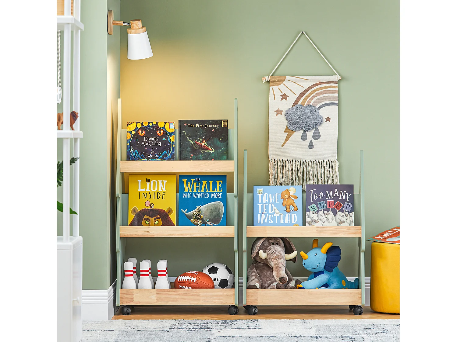 Librería Infantil para niños de 3 Estantes Estantería Infantil de Almacenamiento Organizador de Juguetes KMB99-H-GR SoBuy ES