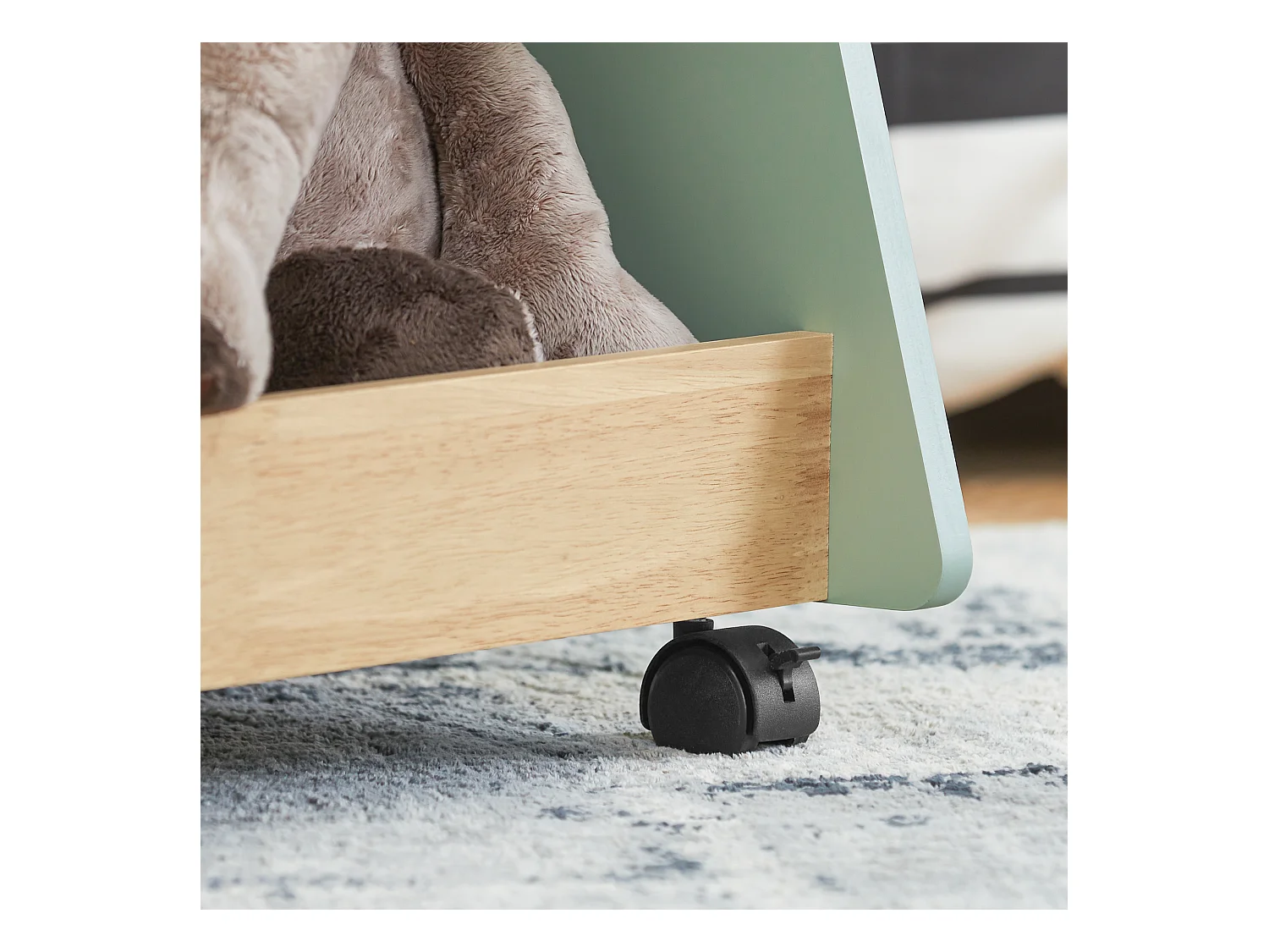 SoBuy Bibliothèque Enfant à roulettes Étagère à Livres Enfant Étagère pour Chambre d'enfant avec 3 étagères et 4 roulettes, Vert Naturel, 60 x 36 x 82 cm KMB99-GR