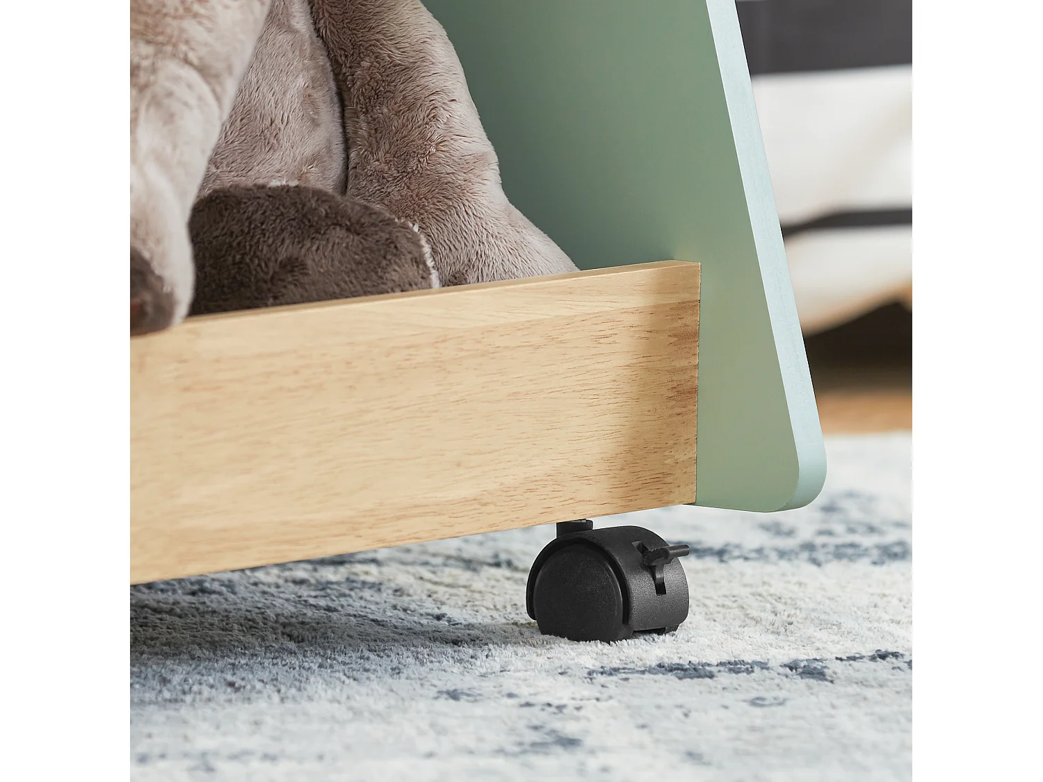 SoBuy Bibliothèque Enfant à roulettes Étagère à Livres Enfant Étagère pour Chambre d'enfant avec 3 étagères et 4 roulettes, Vert Naturel, 60 x 36 x 82 cm KMB99-GR