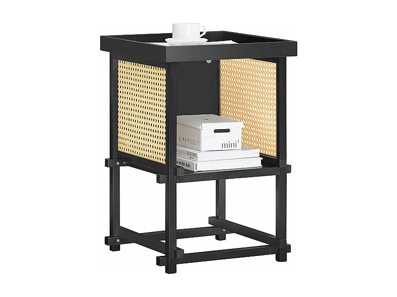 SoBuy Tavolino con ripiano Comodino Tavolino da caffè Tavolino da Divano in stile moderno Nero 40x40x60cm HFBT03-SCH