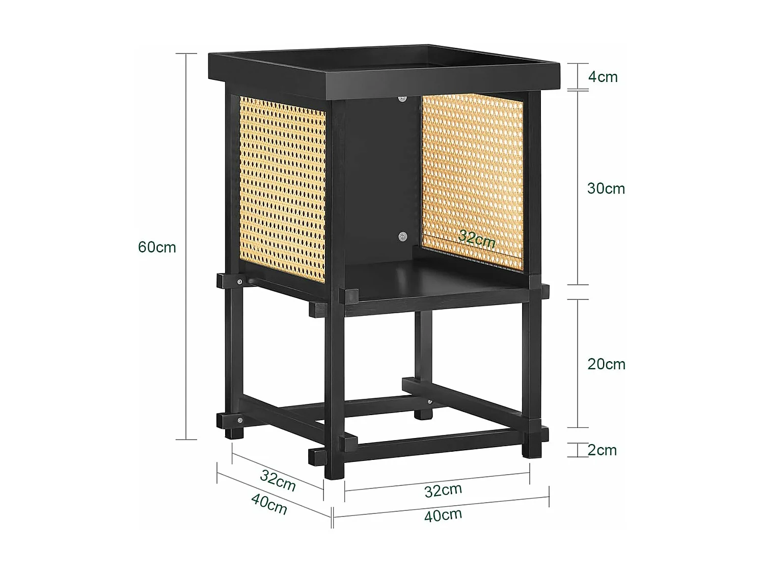 SoBuy Tavolino con ripiano Comodino Tavolino da caffè Tavolino da Divano in stile moderno Nero 40x40x60cm HFBT03-SCH