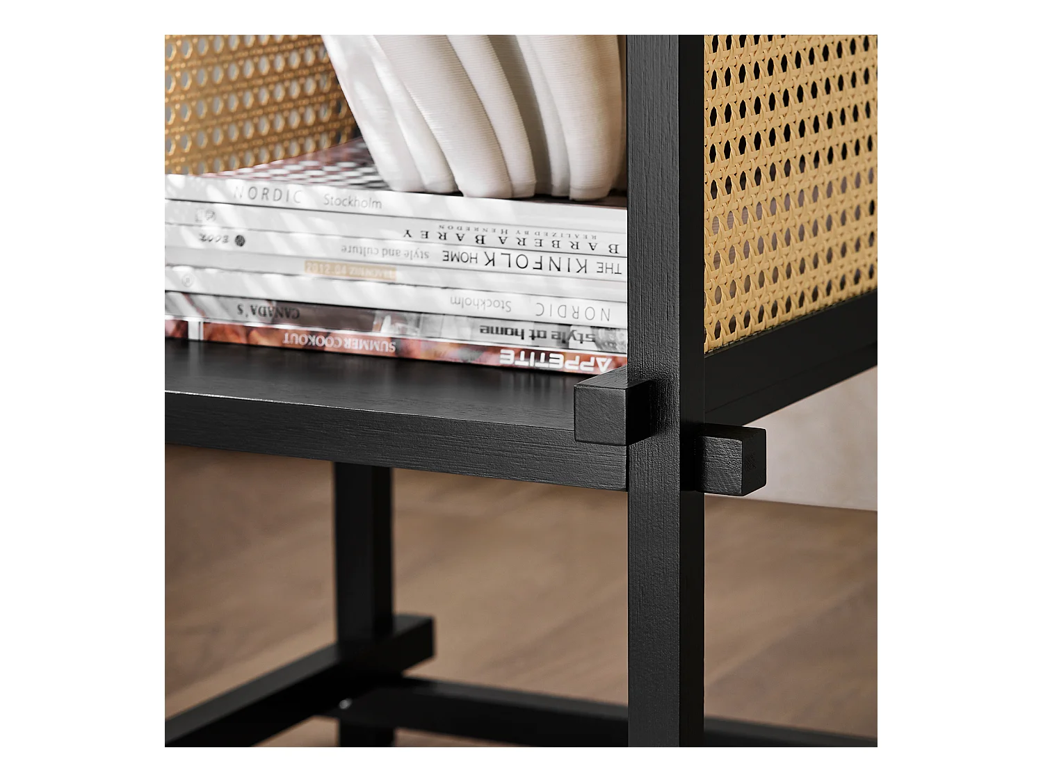 SoBuy Tavolino con ripiano Comodino Tavolino da caffè Tavolino da Divano in stile moderno Nero 40x40x60cm HFBT03-SCH