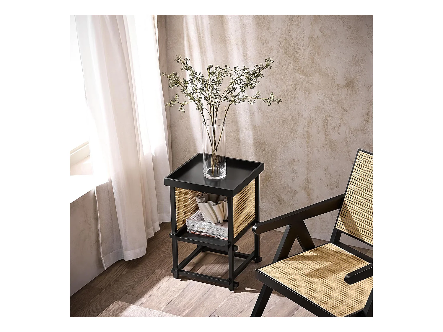 SoBuy Bout de Canapé, Table d'appoint Roulante, Table Basse, Table à Café avec 3 Tiroir, pour Salon, Bureau, Chambre, Bois et Verre, Blanc, L70xP35xH61cm, FBT141-W