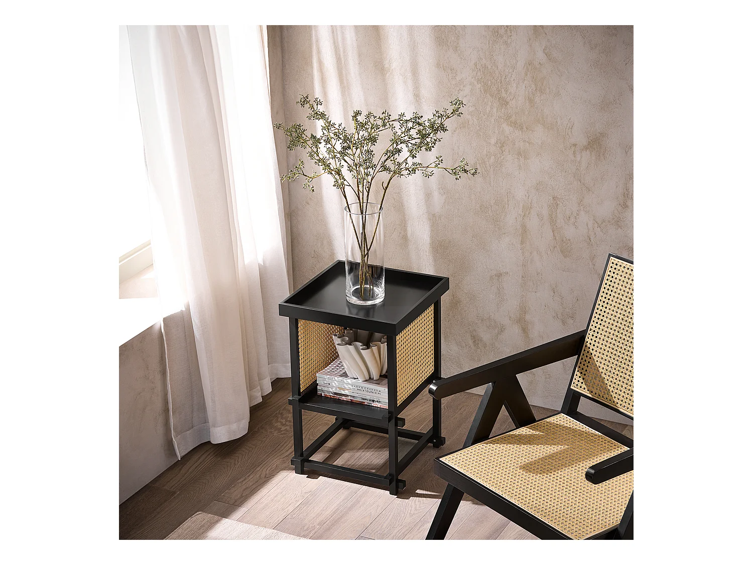 SoBuy Bout de Canapé, Table d'appoint Roulante, Table Basse, Table à Café avec 3 Tiroir, pour Salon, Bureau, Chambre, Bois et Verre, Blanc, L70xP35xH61cm, FBT141-W