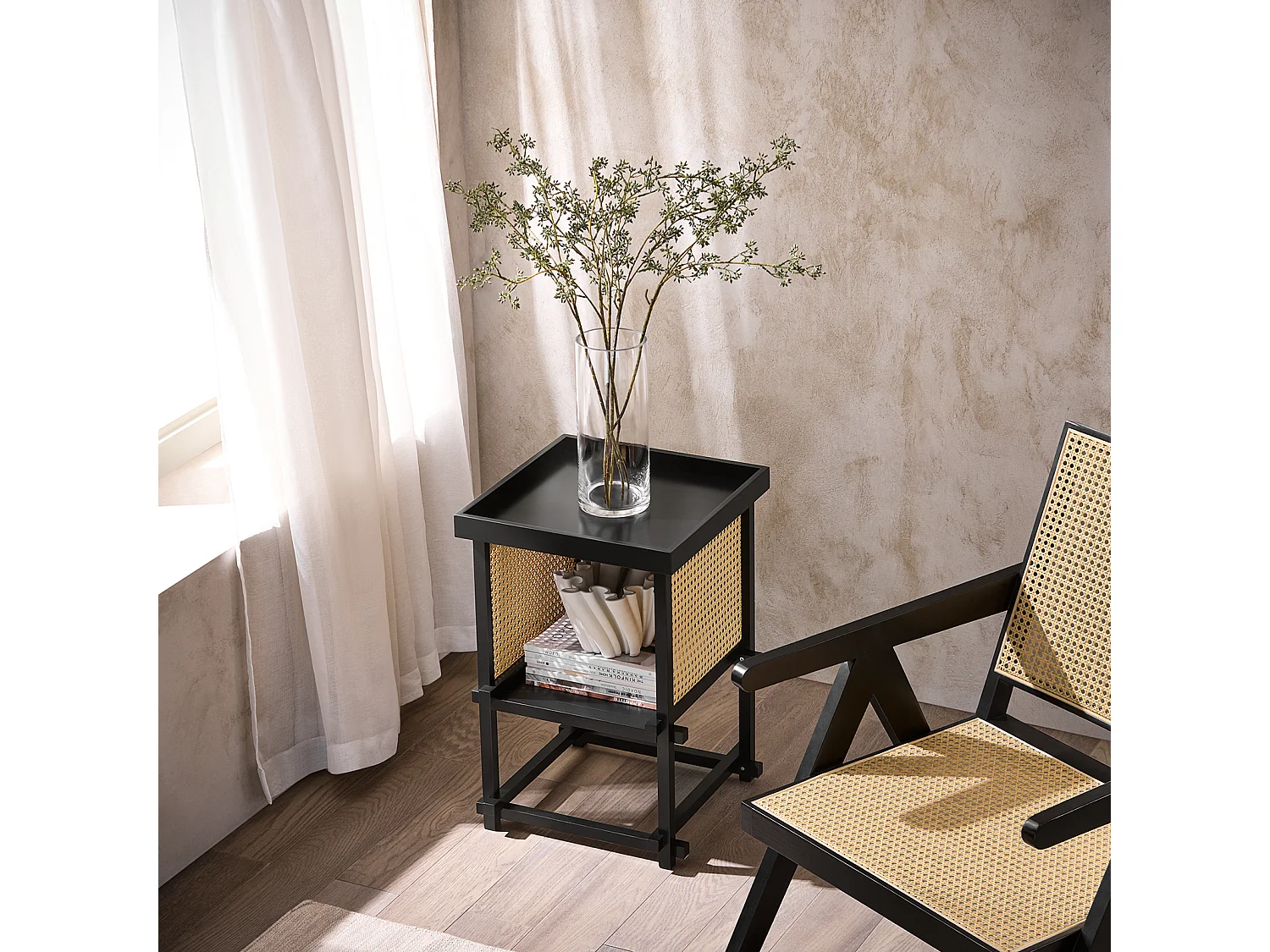 SoBuy, sofá mesa lateral, Prato com rodas, móvel de telefone, HFBT03-SCH