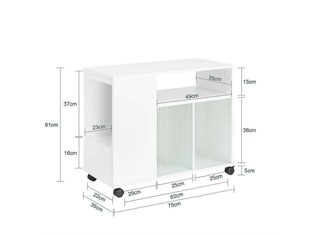 SoBuy FBT142-W Mesa Auxiliar con 2 Puertas y 2 Compartimentos Blanco