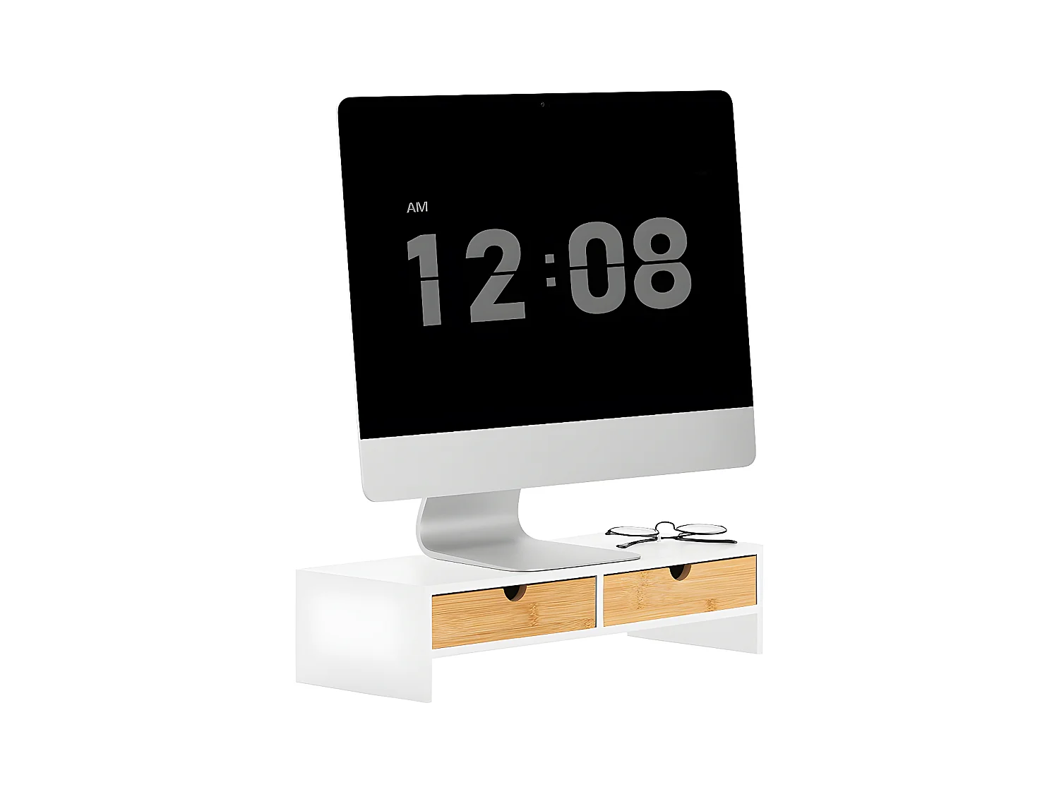 SoBuy Réhausseur d'écran Support de Moniteur écran Ergonomique Support pour écran d'ordinateur Universal, Ordinateur Portable ou écran TV, 47x18x11 cm, BBF02-WN