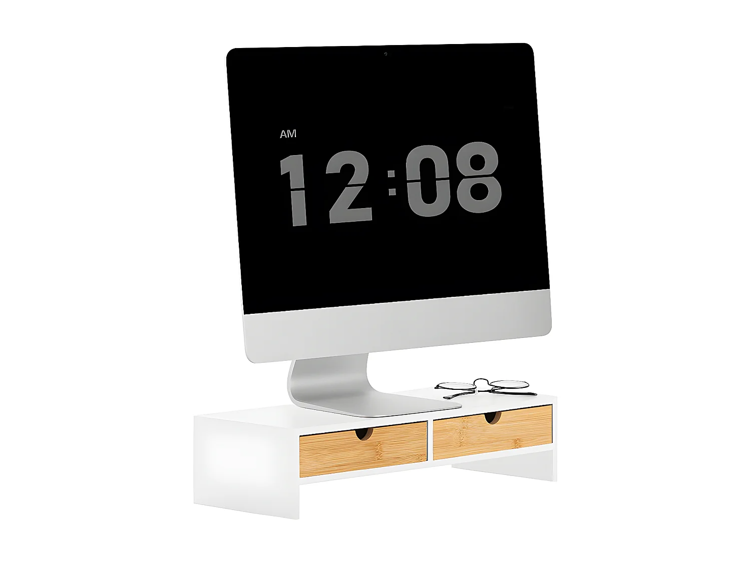 SoBuy Base de tela com gaveta, elevador de tela de escritório, elevador para monitor de mesa BBF02-WN