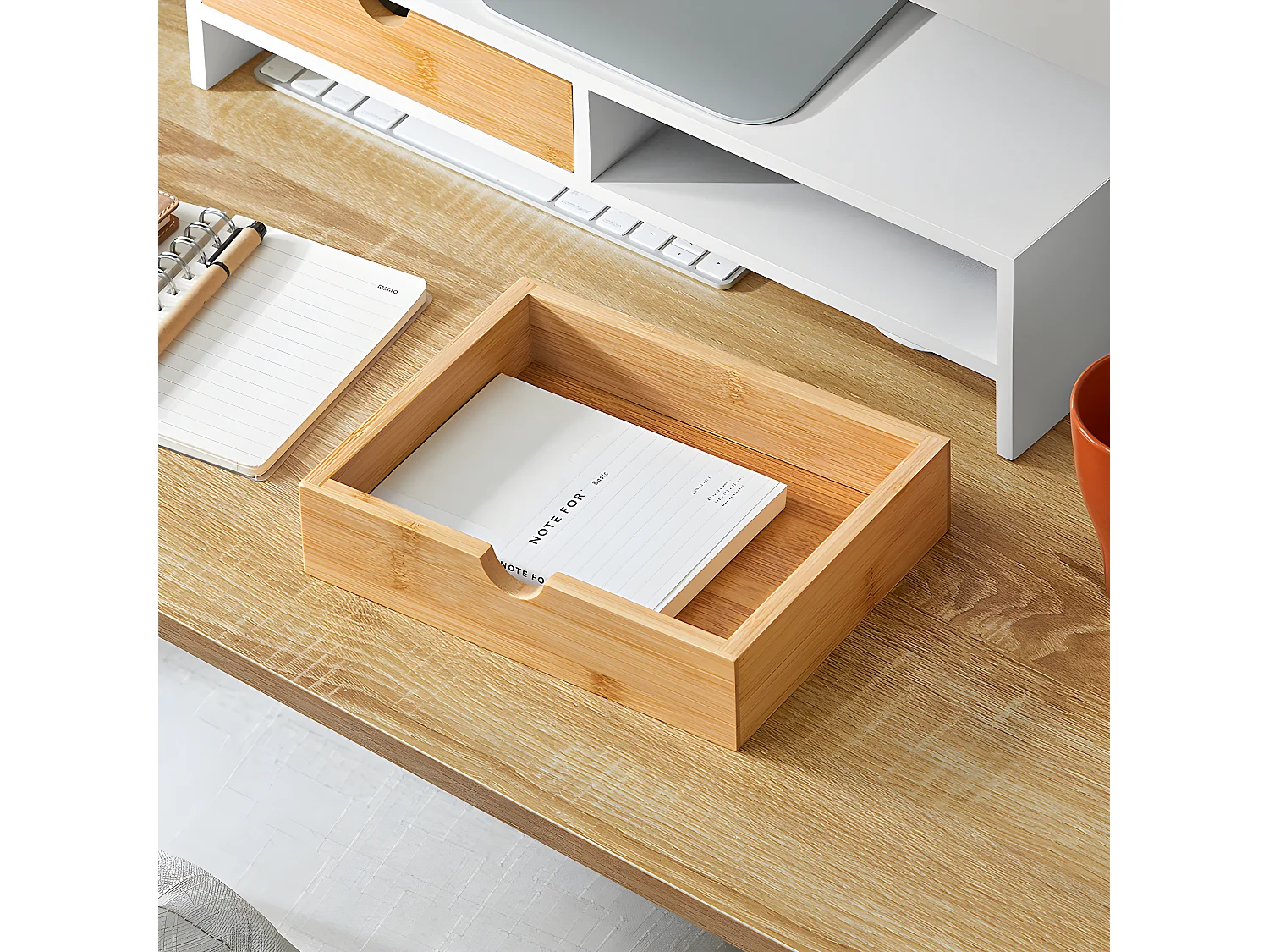 SoBuy Base de tela com gaveta, elevador de tela de escritório, elevador para monitor de mesa BBF02-WN