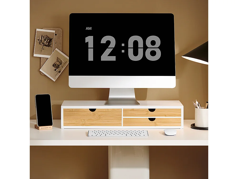 SoBuy BBF11-WN Monitorverhoger Ergonomische Monitorstandaard Universele Computer Monitor Houder Laptop of TV Screen