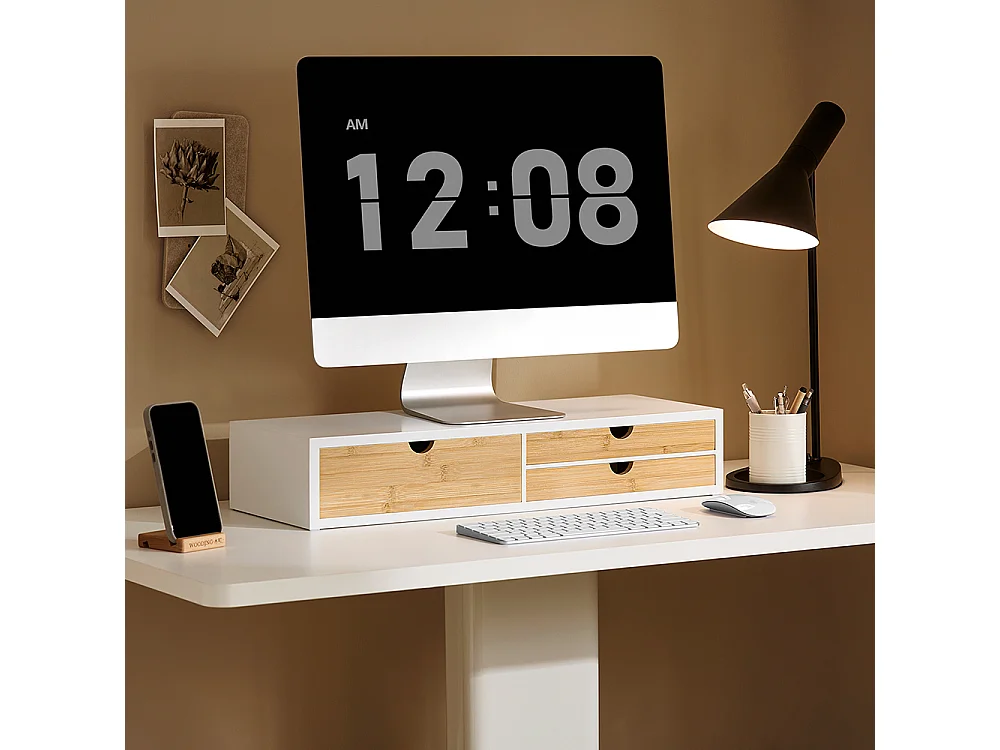 SoBuy BBF11-WN Monitorverhoger Ergonomische Monitorstandaard Universele Computer Monitor Houder Laptop of TV Screen