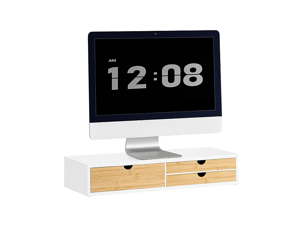 SoBuy Base de tela com gaveta, elevador de tela de escritório, elevador para monitor de mesa BBF11-WN