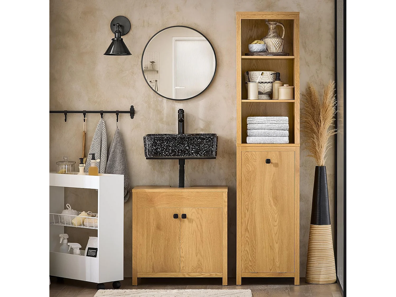 Mueble Columna de Baño Armario Alto para Baño BZR95-SN SoBuy ES