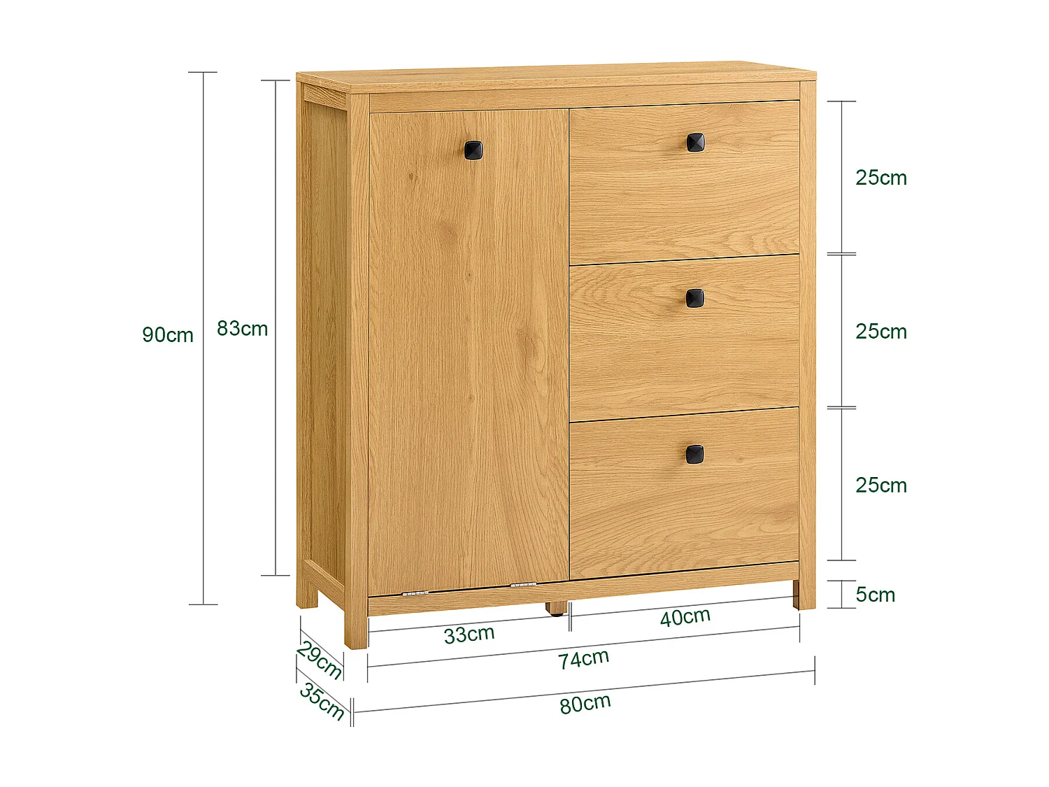 Sobuy bzr97-sn waskast met waszak, badkameronderkast, toiletkast met 3 laden en 1 wasmand, donker naturel