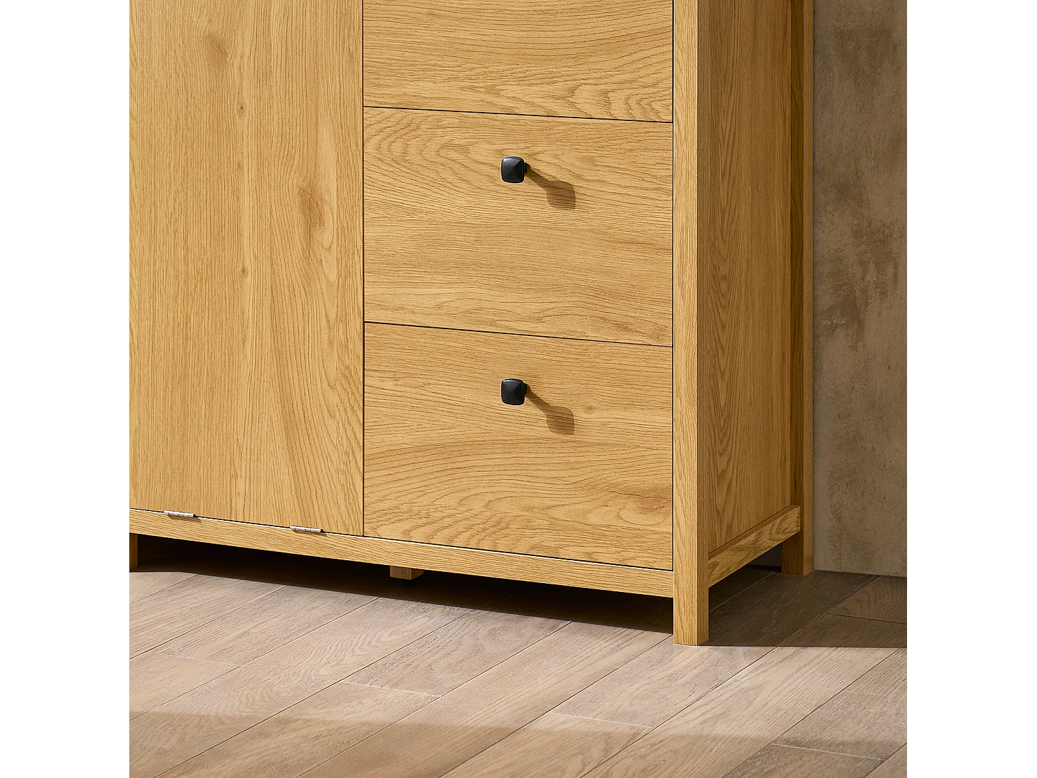 Sobuy bzr97-sn waskast met waszak, badkameronderkast, toiletkast met 3 laden en 1 wasmand, donker naturel