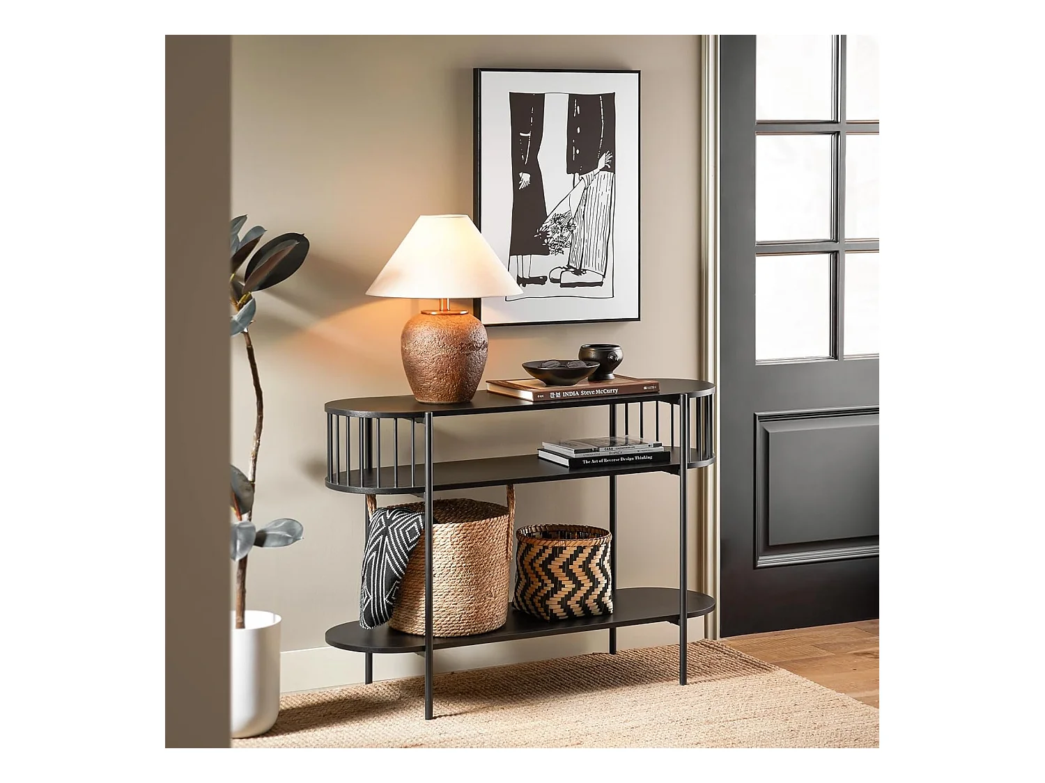 SoBuy Table Console à 3 Niveaux, Table d’appoint Design, Table d’Entrée, Meuble d'Entrée – 110 x 39 x 76 cm, pour Salon, Entrée, Couloir, Noir, FSB90-SCH