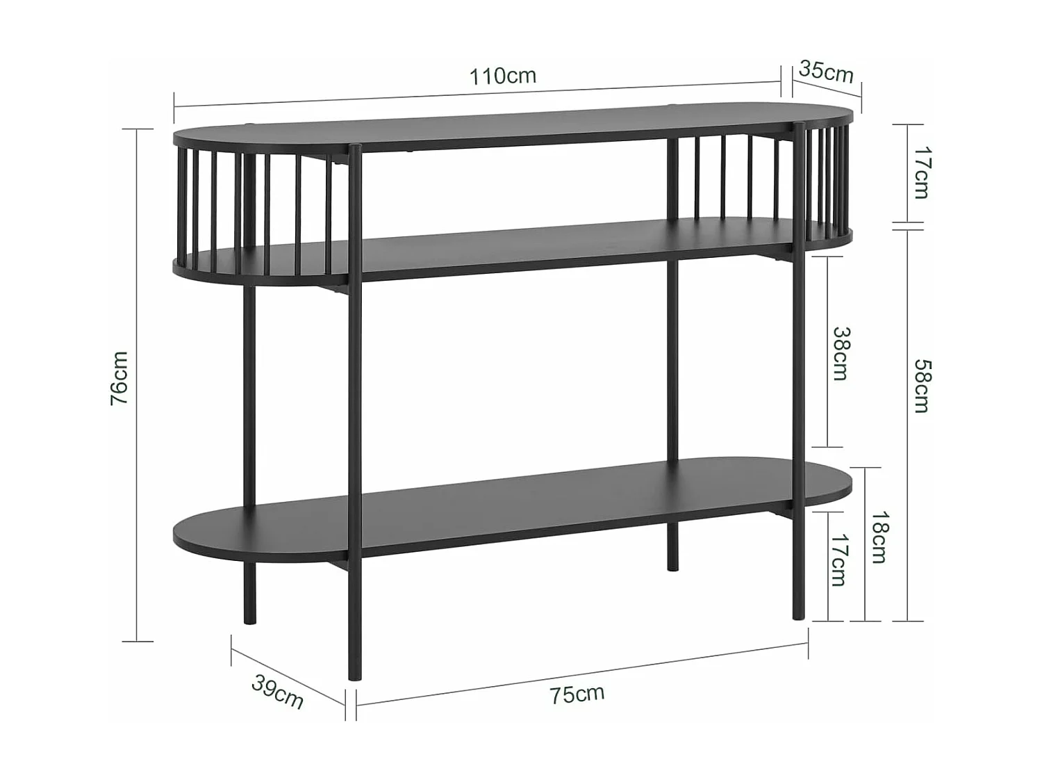 SoBuy Table Console à 3 Niveaux, Table d’appoint Design, Table d’Entrée, Meuble d'Entrée – 110 x 39 x 76 cm, pour Salon, Entrée, Couloir, Noir, FSB90-SCH