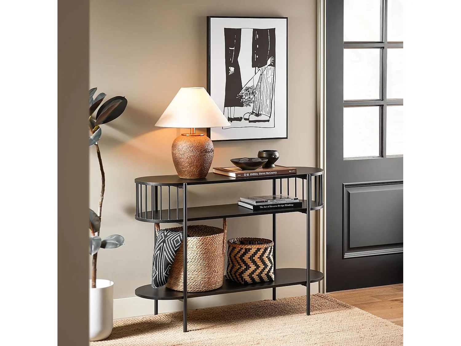 SoBuy Table Console à 3 Niveaux, Table d’appoint Design, Table d’Entrée, Meuble d'Entrée – 110 x 39 x 76 cm, pour Salon, Entrée, Couloir, Noir, FSB90-SCH