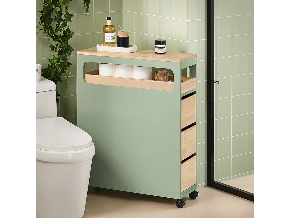 Armario de Baño Estrecho Estantería para Nichos Móvil Carrito Estrecho con 1 Bandeja Extraíble BZR54-GR SoBuy ES