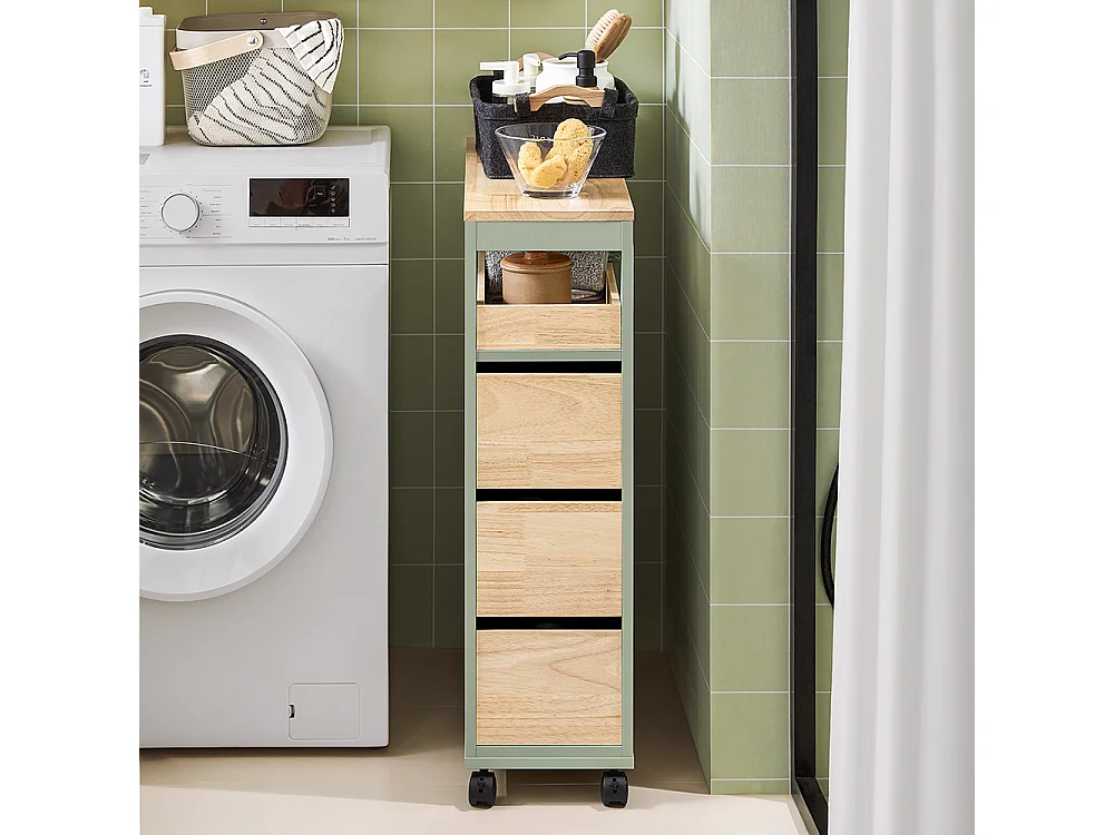 Armario de Baño Estrecho Estantería para Nichos Móvil Carrito Estrecho con 1 Bandeja Extraíble BZR54-GR SoBuy ES