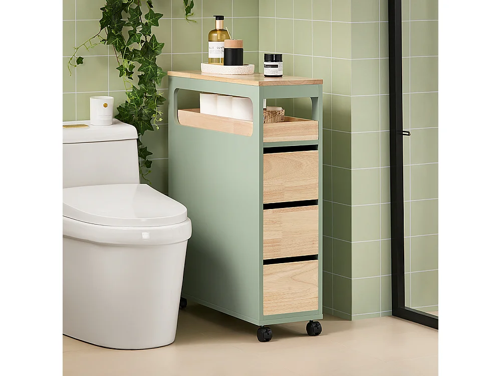 Armario de Baño Estrecho Estantería para Nichos Móvil Carrito Estrecho con 1 Bandeja Extraíble BZR54-GR SoBuy ES