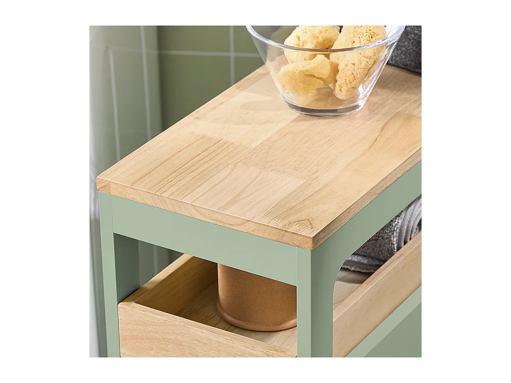 SoBuy Smalle badkameropberger op wielen, toiletrolhouder, compacte toiletkast, veelzijdige opbergruimte met 1 uitneembare lade en 3 lades, 65x24x82cm, BZR54-GR