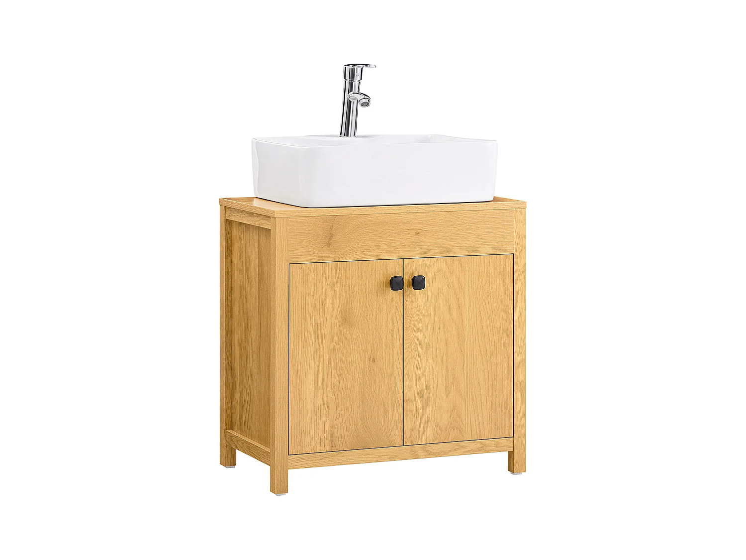 SoBuy Mobile sottolavabo con 2 ante, Mobile bagno, Mobiletto per lavandino (senza lavandino), Marrone chiaro 60x35x60cm BZR98-SN