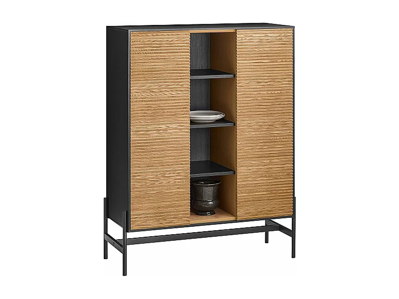 SoBuy HFSB04-SCH Buffet Commode Armoire de Rangement 92 x 40 x 119 cm, Noir Naturel