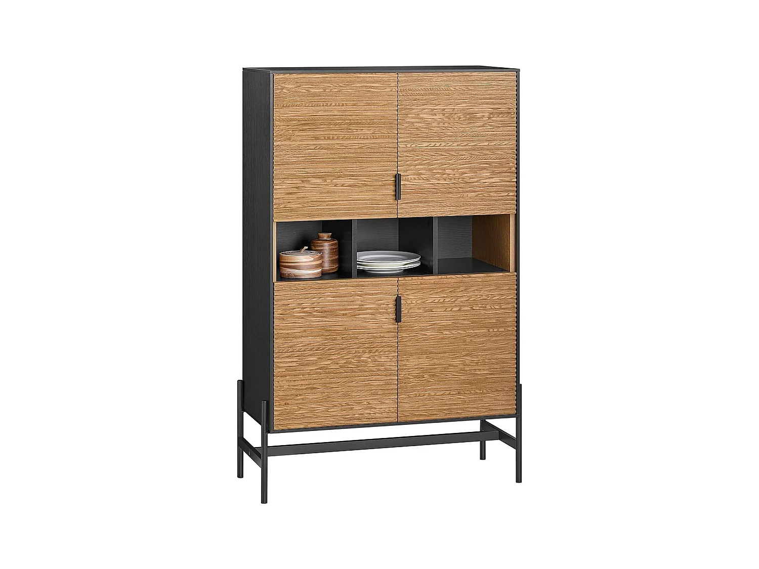 SoBuy HFSB03-SCH Buffet de Cuisine, Armoire de Cuisine, Vaisselier Cuisine, avec 3 Compartiments Ouverts, 84 x 40 x 132 cm