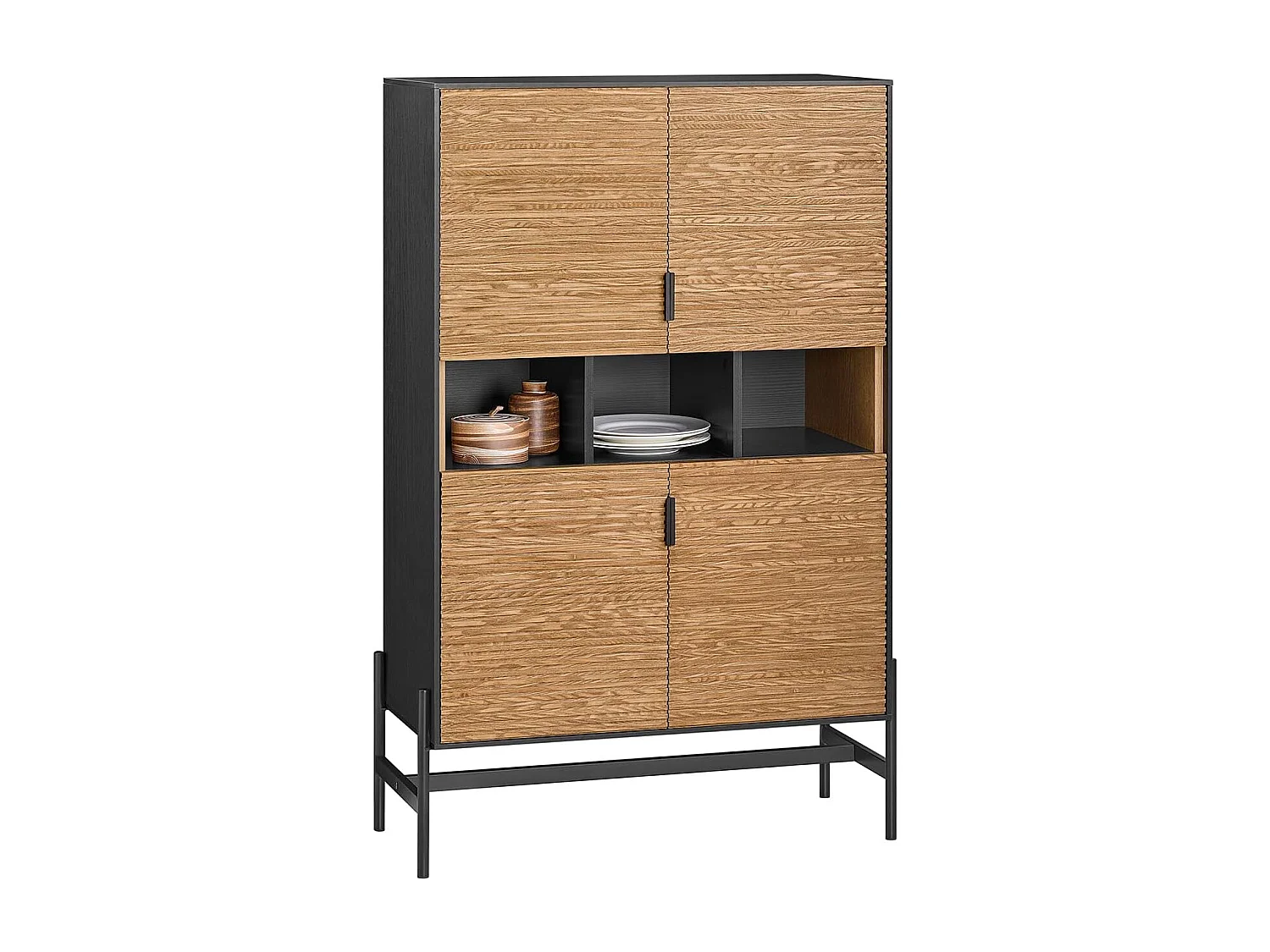 SoBuy HFSB03-SCH Buffet de Cuisine, Armoire de Cuisine, Vaisselier Cuisine, avec 3 Compartiments Ouverts, 84 x 40 x 132 cm