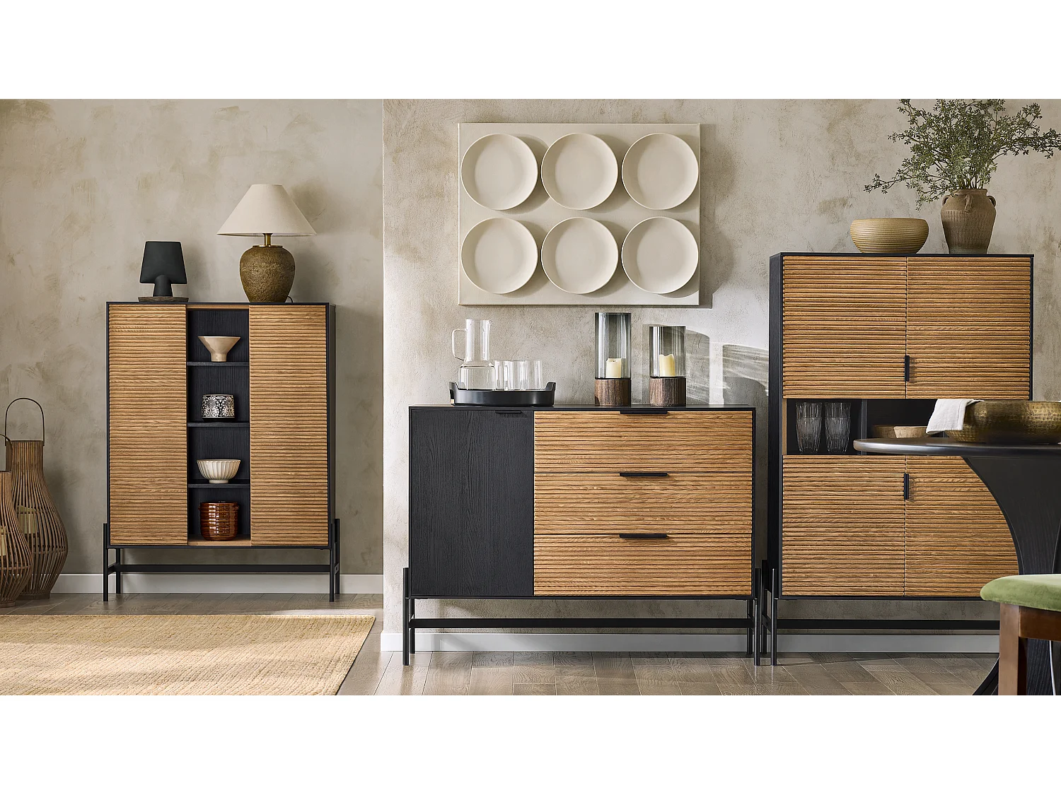 SoBuy HFSB03-SCH Buffet de Cuisine, Armoire de Cuisine, Vaisselier Cuisine, avec 3 Compartiments Ouverts, 84 x 40 x 132 cm