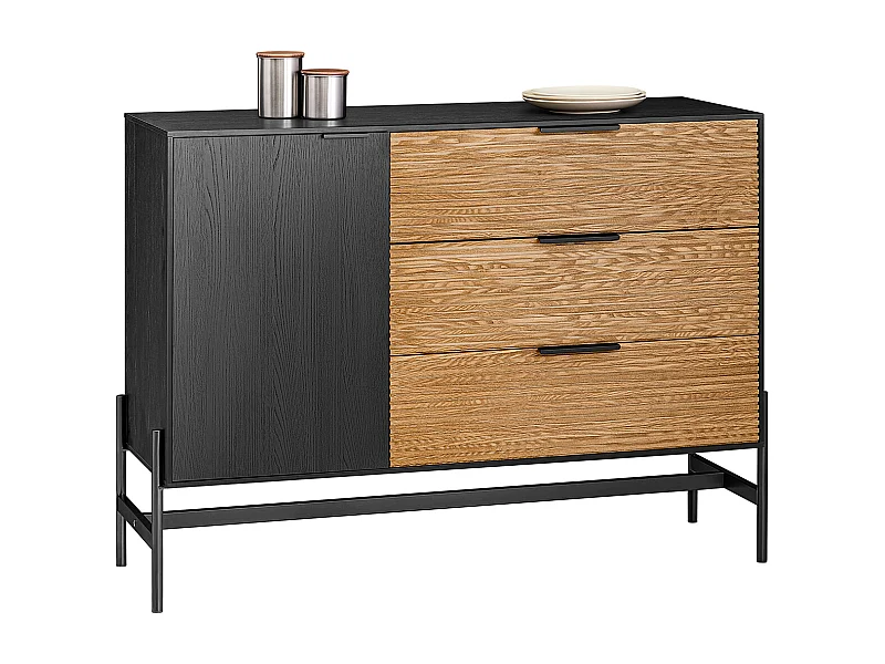 SoBuy HFSB02-SCH Buffet Bas, Commode Armoire de Rangement, Buffet Bahut, 114x40x83cm