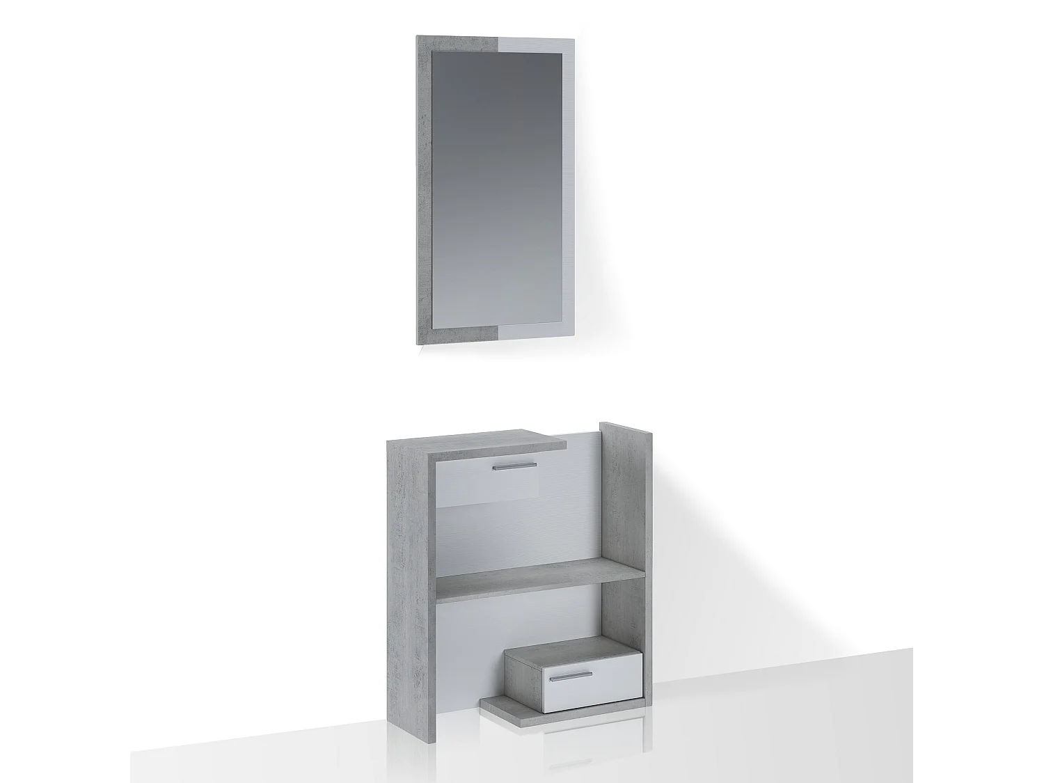 Mueble recibidor moderno con espejo y cajones Most Cement