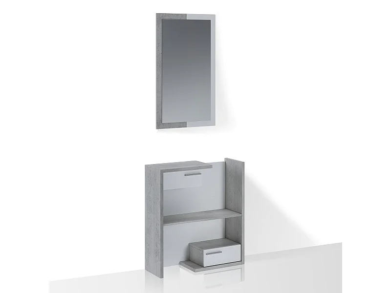 Mueble recibidor moderno con espejo y cajones Most Cement
