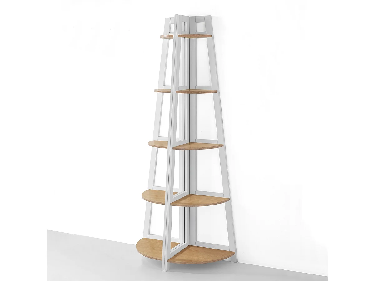 Eckregal Design Weiß Holz Eiche Platzsparend Simy Wood