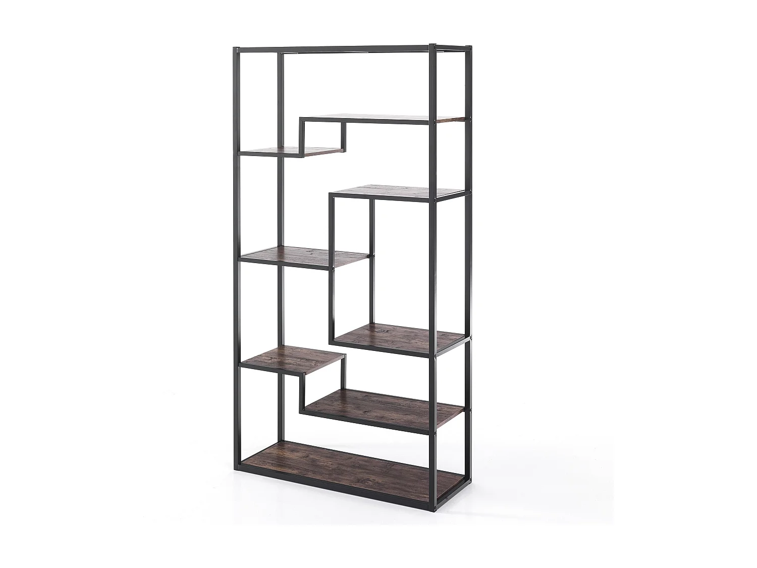 Industrielles Regal schwarz Metall mit Holzablagen 160 cm Eugene