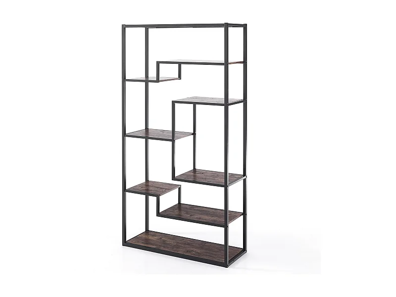 Industrielles Regal schwarz Metall mit Holzablagen 160 cm Eugene