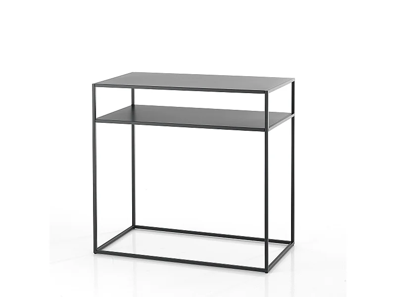 Consolle da ingresso moderna 80x40 cm con 2 ripiani in metallo antracite Omaha