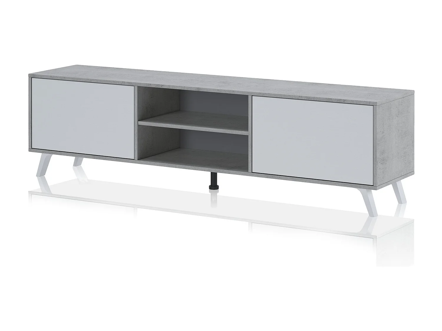 Mueble porta TV moderno de madera acabado cemento y alerce Brixton