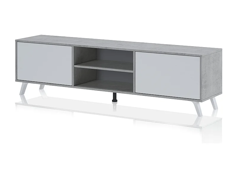 Mueble porta TV moderno de madera acabado cemento y alerce Brixton